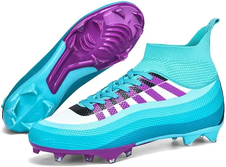 Soccer Cleats for Mens Womens Lace-Up Outdoor Professional Training Turf Football Boots High Ankle Baseball Shoes