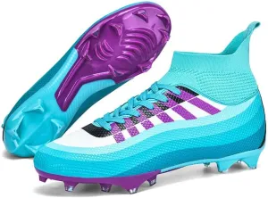 Soccer Cleats for Mens Womens Lace-Up Outdoor Professional Training Turf Football Boots High Ankle Baseball Shoes