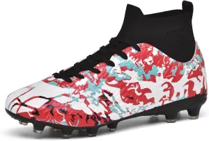 Soccer Cleats Mens Professional High Top Indoor Soccer Shoes Outdoor AG/FG Adults Youth Boys Football Training Sneakers