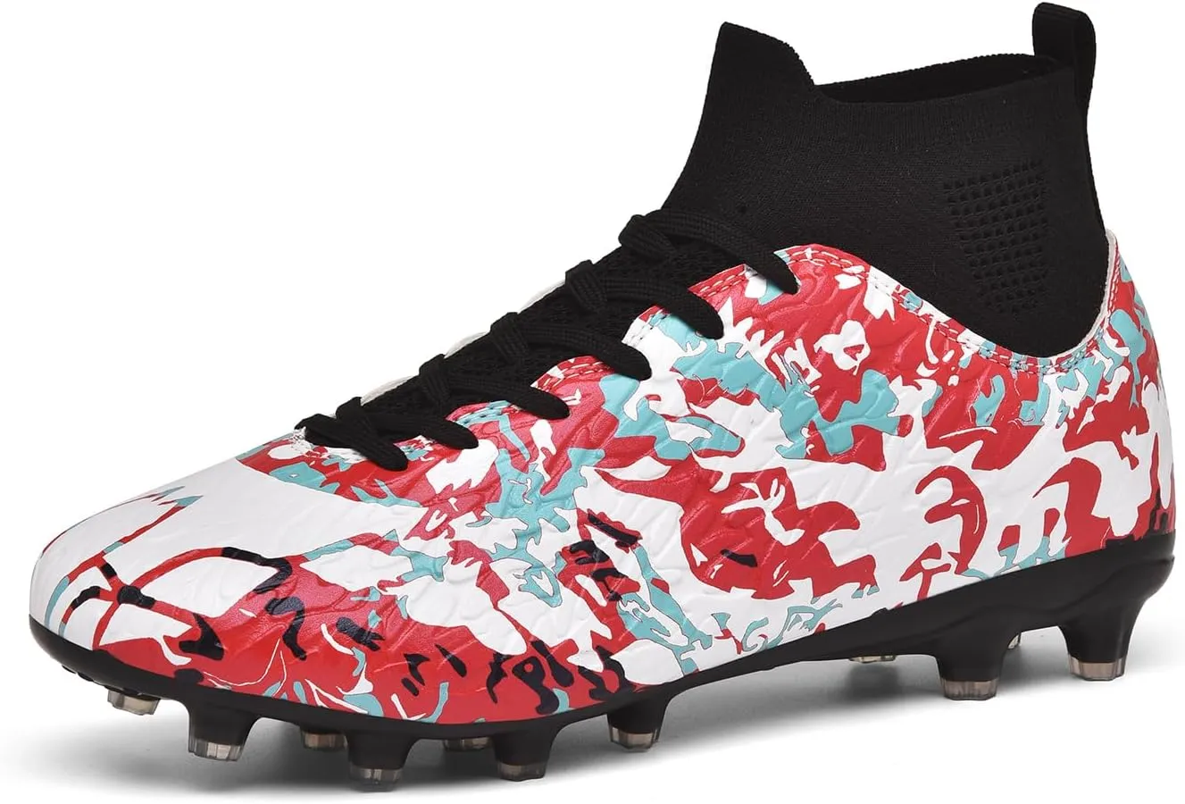 Soccer Cleats Mens Professional High Top Indoor Soccer Shoes Outdoor AG/FG Adults Youth Boys Football Training Sneakers