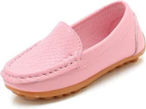 Toddler Boys Girls Loafer Shoes Soft Synthetic Leather Slip On 𝗠occasin Flat Boat Dress Shoes