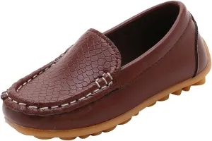 Toddler Boys Girls Loafer Shoes Soft Synthetic Leather Slip On 𝗠occasin Flat Boat Dress Shoes