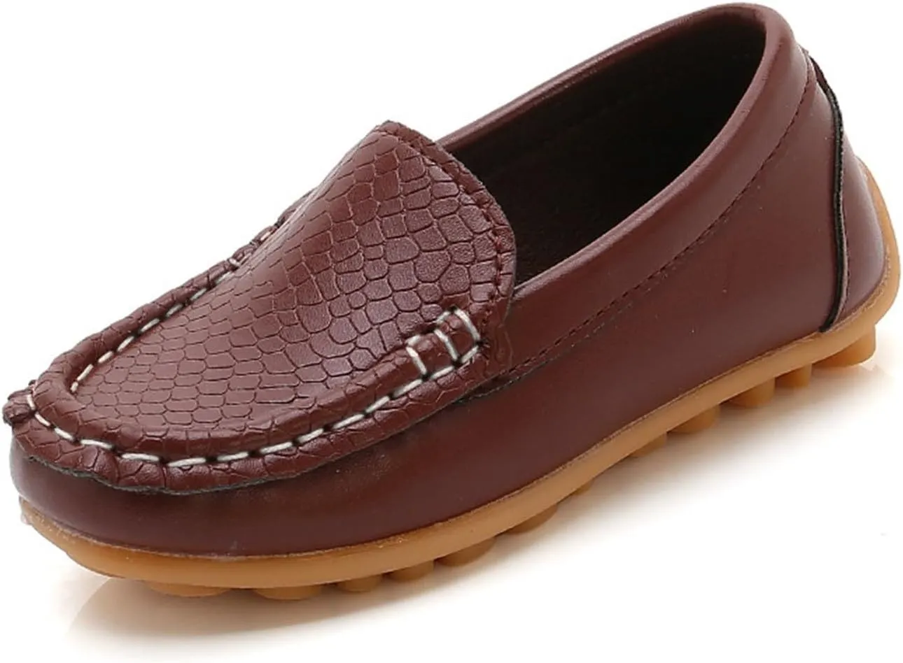 Toddler Boys Girls Loafer Shoes Soft Synthetic Leather Slip On 𝗠occasin Flat Boat Dress Shoes