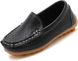 Toddler Boys Girls Loafer Shoes Soft Synthetic Leather Slip On 𝗠occasin Flat Boat Dress Shoes
