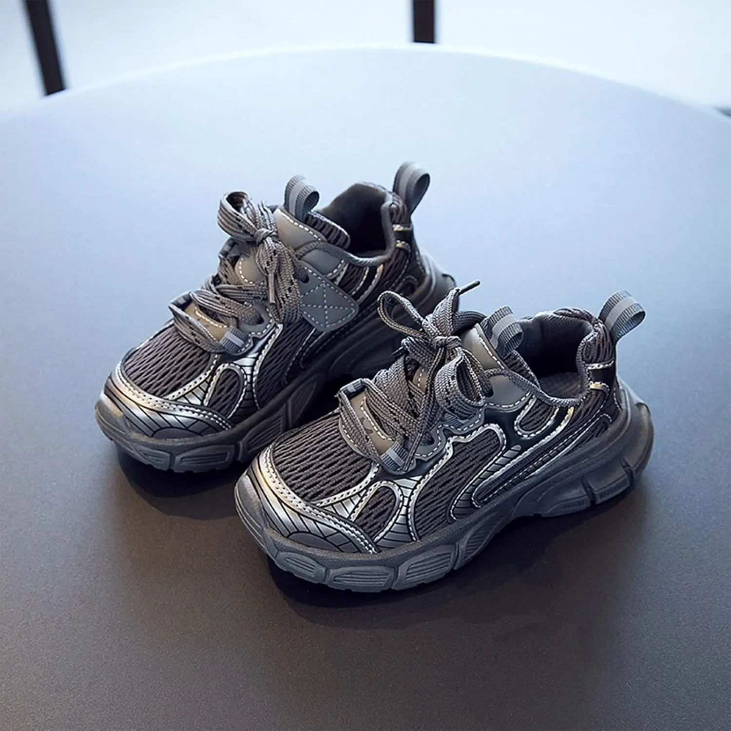 Toddler Sneakers Boys Girls Tennis Shoes Kids Mesh Breathable Sneakers Non Slip Lace-up Running Athletic Sports Shoes