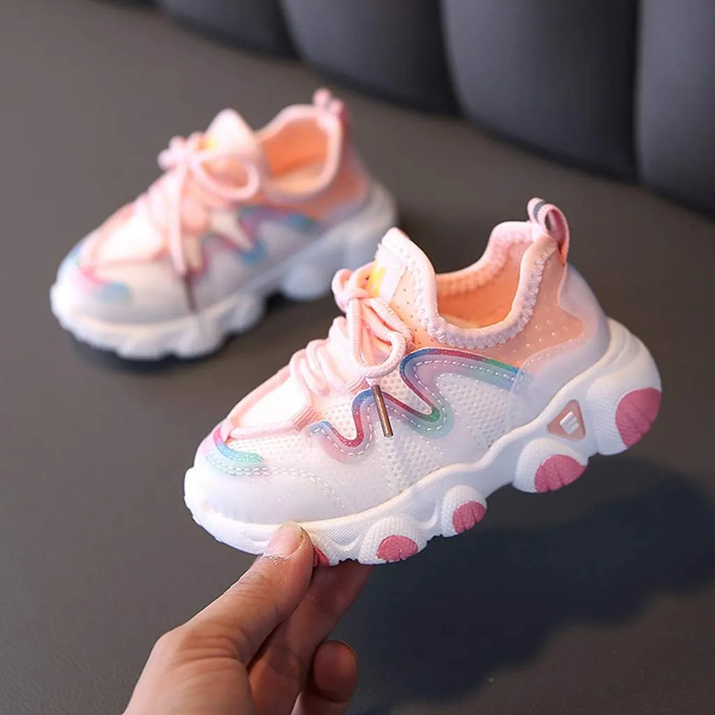 Toddler Sneakers, Toddler Infant Kids Baby Girls Mesh Breathable Lace Up Soft Shoes Sneakers