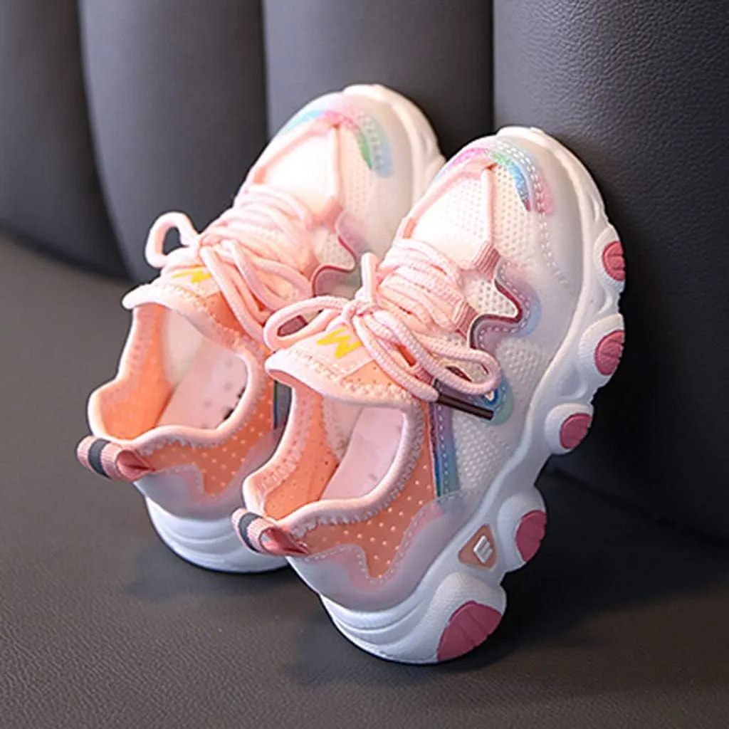 Toddler Sneakers, Toddler Infant Kids Baby Girls Mesh Breathable Lace Up Soft Shoes Sneakers