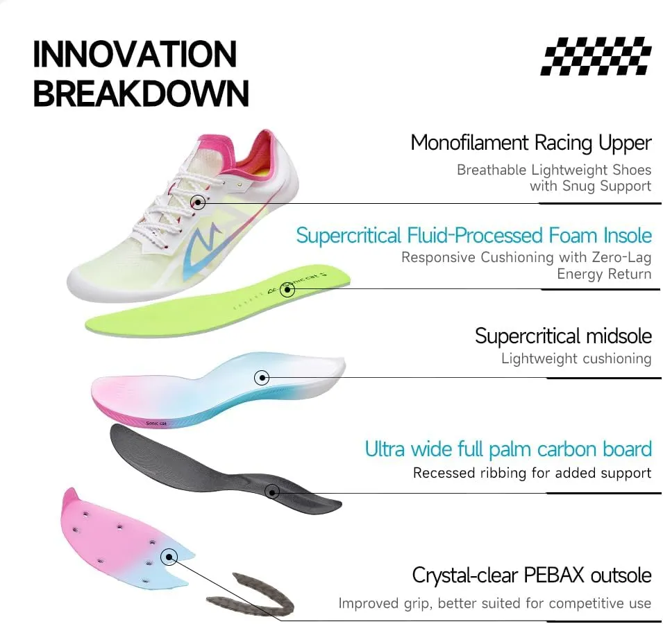Track and Field Shoes for Men Women Kids Boys Girls Spikes Sneakers Track Race Jumping Track Shoes Professional Running Full-Length Carbon Plate Spikes Track Shoes
