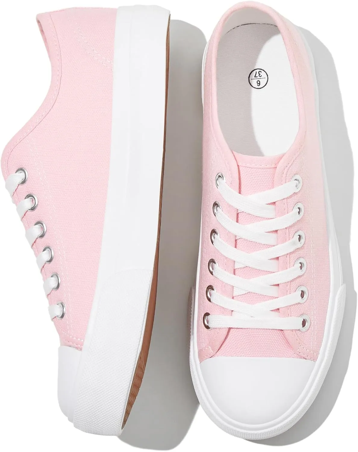 Uoidru White Tennis Canvas Shoes for Women Black Canvas Sneakers Womens Fashion Sneakers Classic Lace Up Walking Shoes