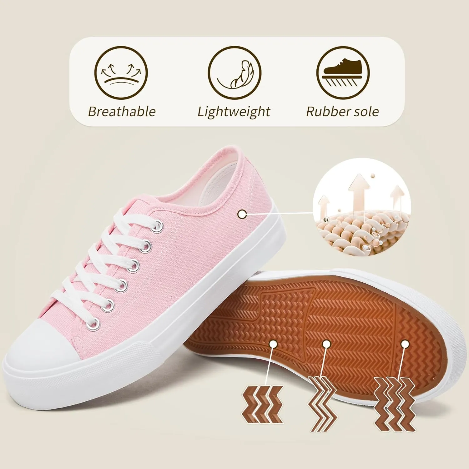 Uoidru White Tennis Canvas Shoes for Women Black Canvas Sneakers Womens Fashion Sneakers Classic Lace Up Walking Shoes