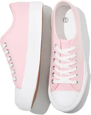 Uoidru White Tennis Canvas Shoes for Women Black Canvas Sneakers Womens Fashion Sneakers Classic Lace Up Walking Shoes