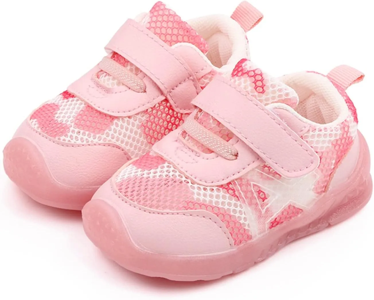 Walking Shoes for Kids Boys and Girls Children Breathable Hook Loop Non Slip Soft Sole Mesh Shoes