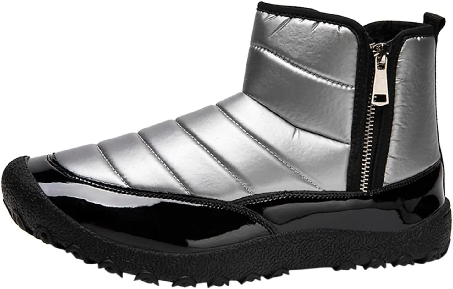 Water Proof Insulated Snow Boots for Men Fashion Leather Ankle Boots Fleece Lined Warm Zipper Snow Boots