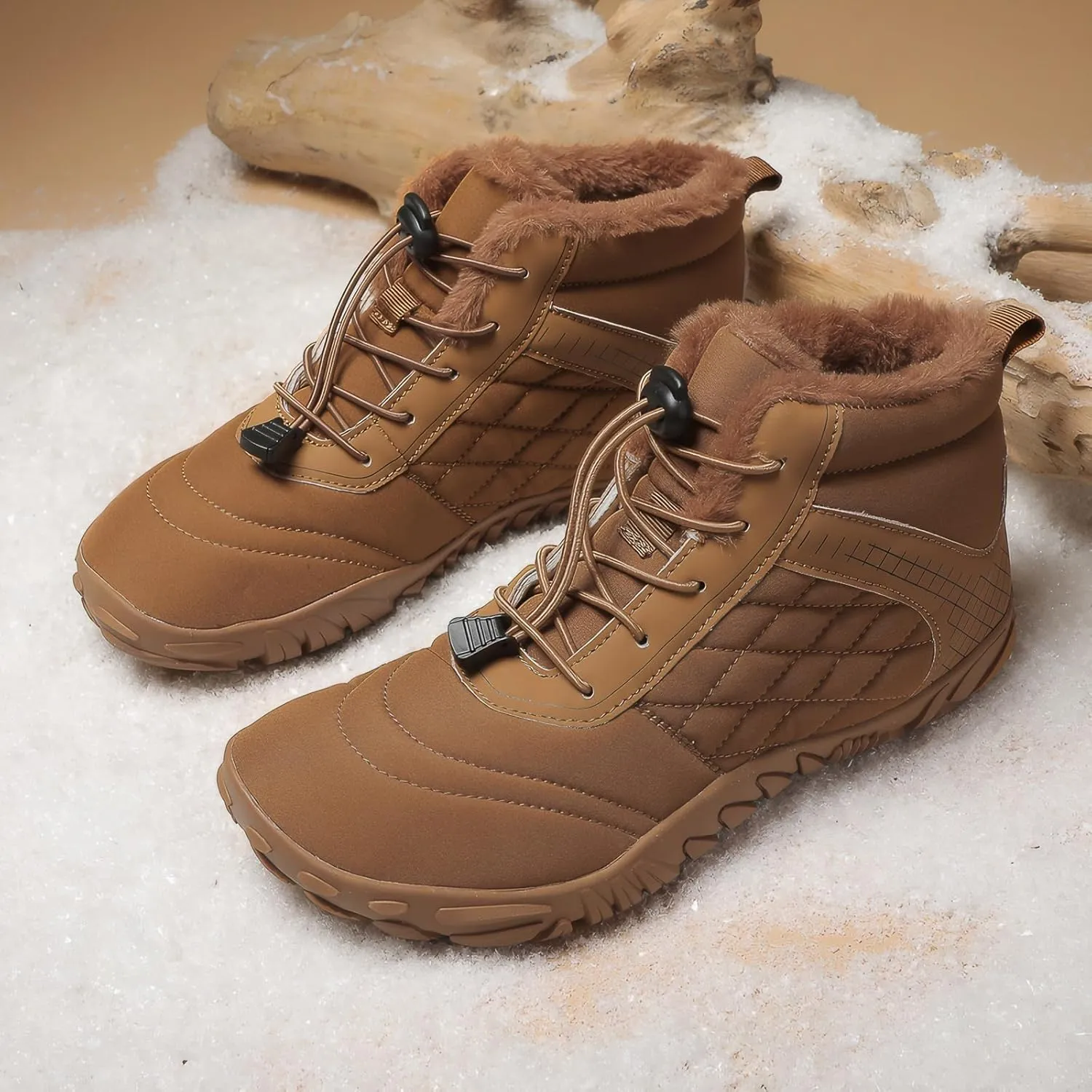 Winter Barefoot Shoes Snow Boots for Women & Men  Warm Fur Lined Hike Barefoot Footwear Lightweight Water-Resistant Ankle Boots