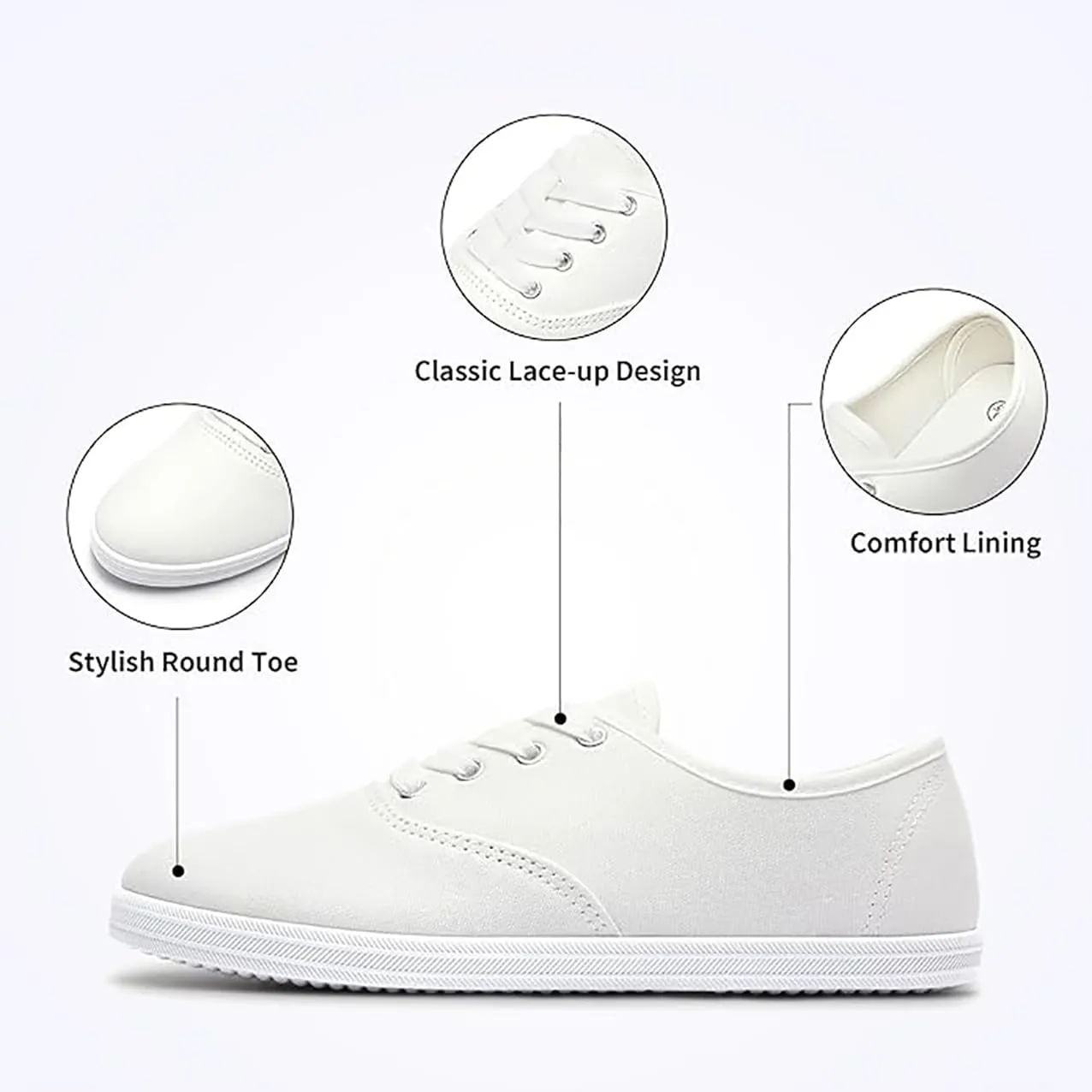 Women Canvas Sneakers Cute Walking Shoes Classic Canvas Shoes Comfort Lace Up Tennis Shoes Lightweight Textile Flats Shoes Foam Flat Shoes Biscuit Shoes