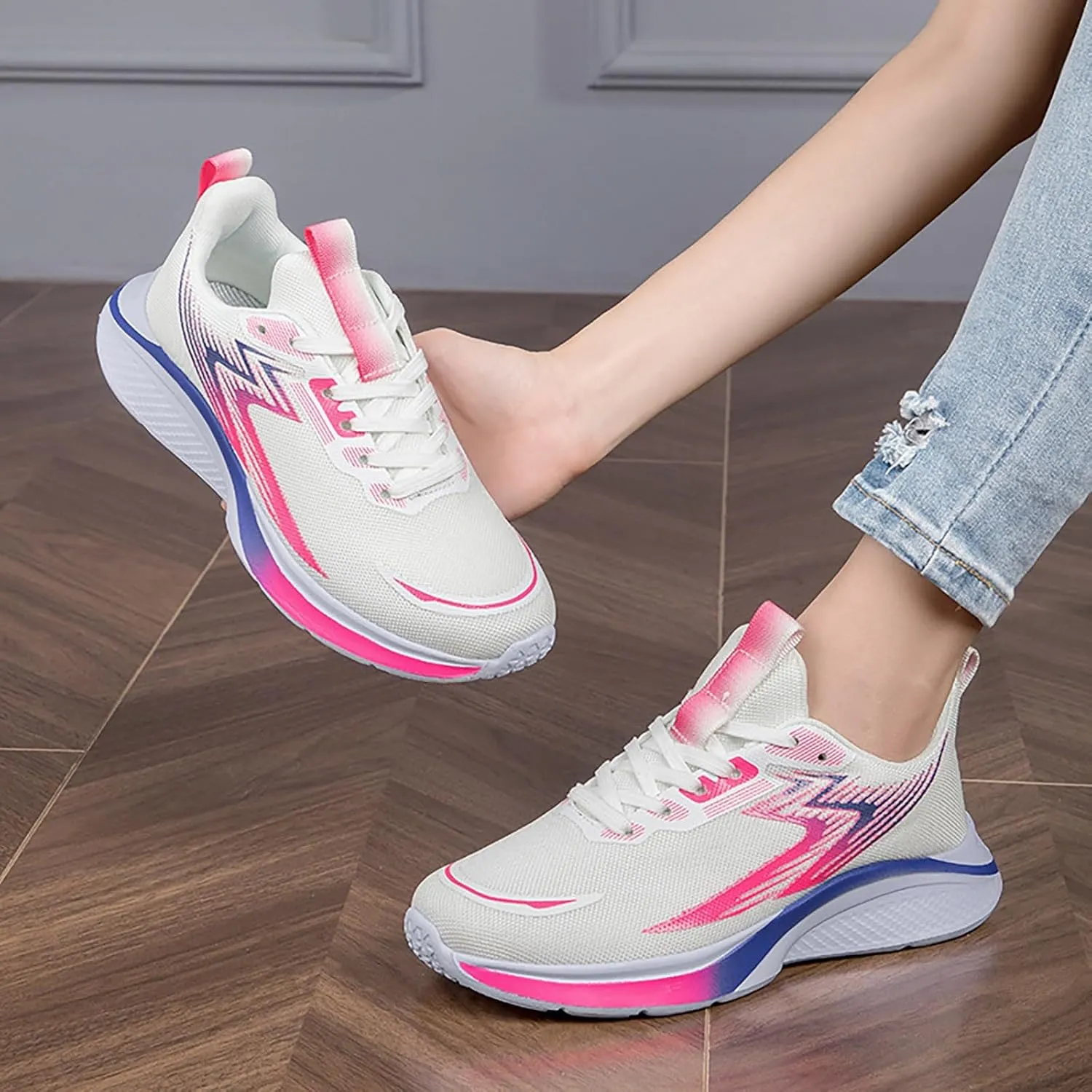 Women Lightweight Slip On Sneakers Casual Walking Shoes Comfortable Canvas Flats Non Slip Elastic Loafers