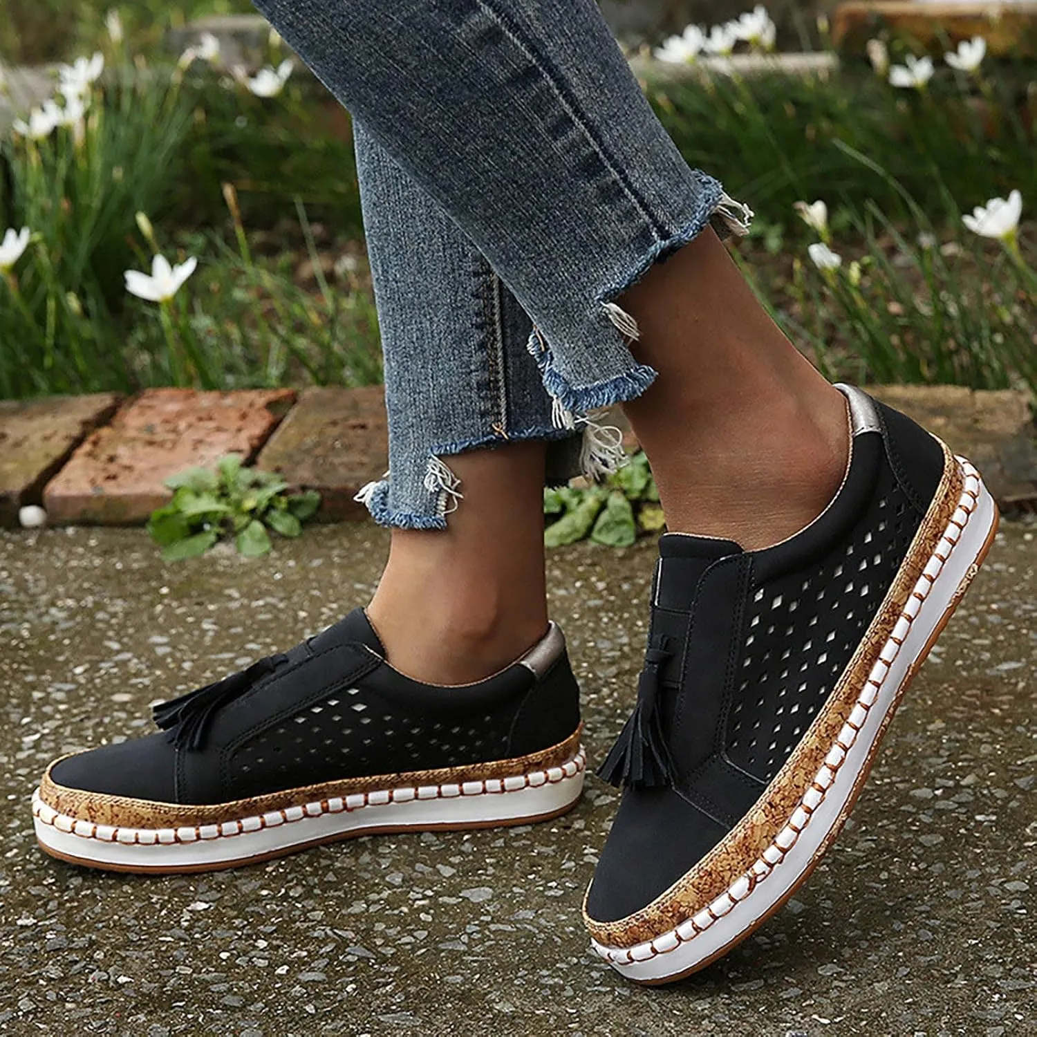 Womens Running Shoes Arch Support Casual Shoes for Fall Dress Sneakers Running Sneakers Comfortable Memory Foam Black Tennis Shoe Trainers Shoe