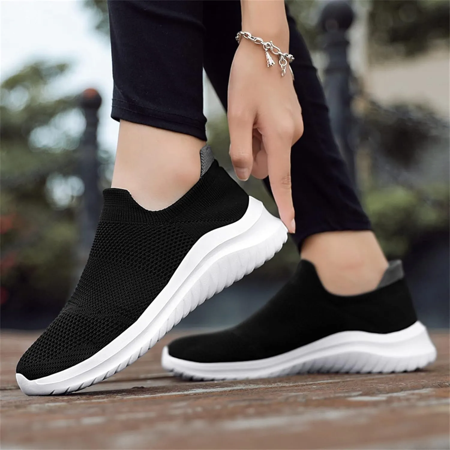 Womens Running Shoes Lightweight Tennis Shoes Non Slip Walking Shoes Women Lether Slip On Shoes Casual Wedge Sneakers Waterproof Tennis Shoe White Loafers