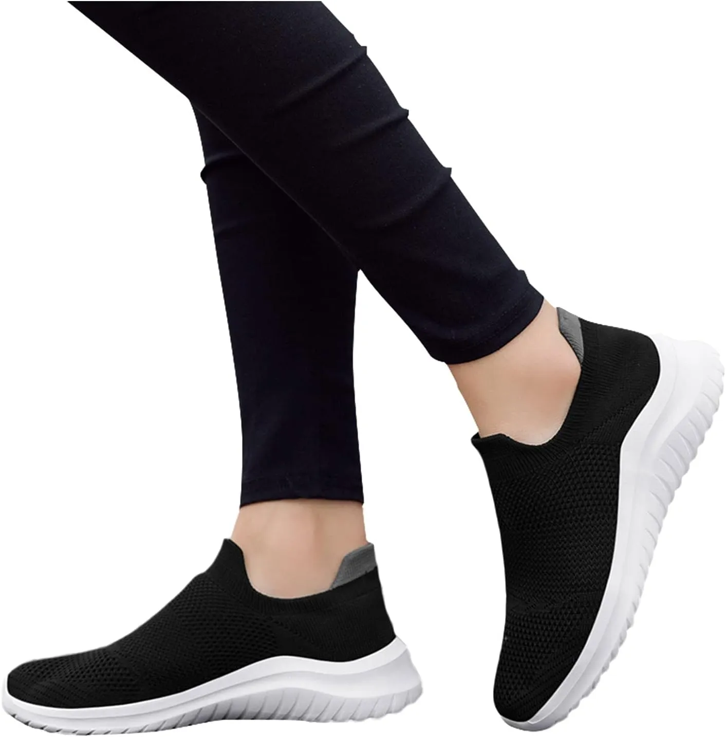 Womens Running Shoes Lightweight Tennis Shoes Non Slip Walking Shoes Women Lether Slip On Shoes Casual Wedge Sneakers Waterproof Tennis Shoe White Loafers
