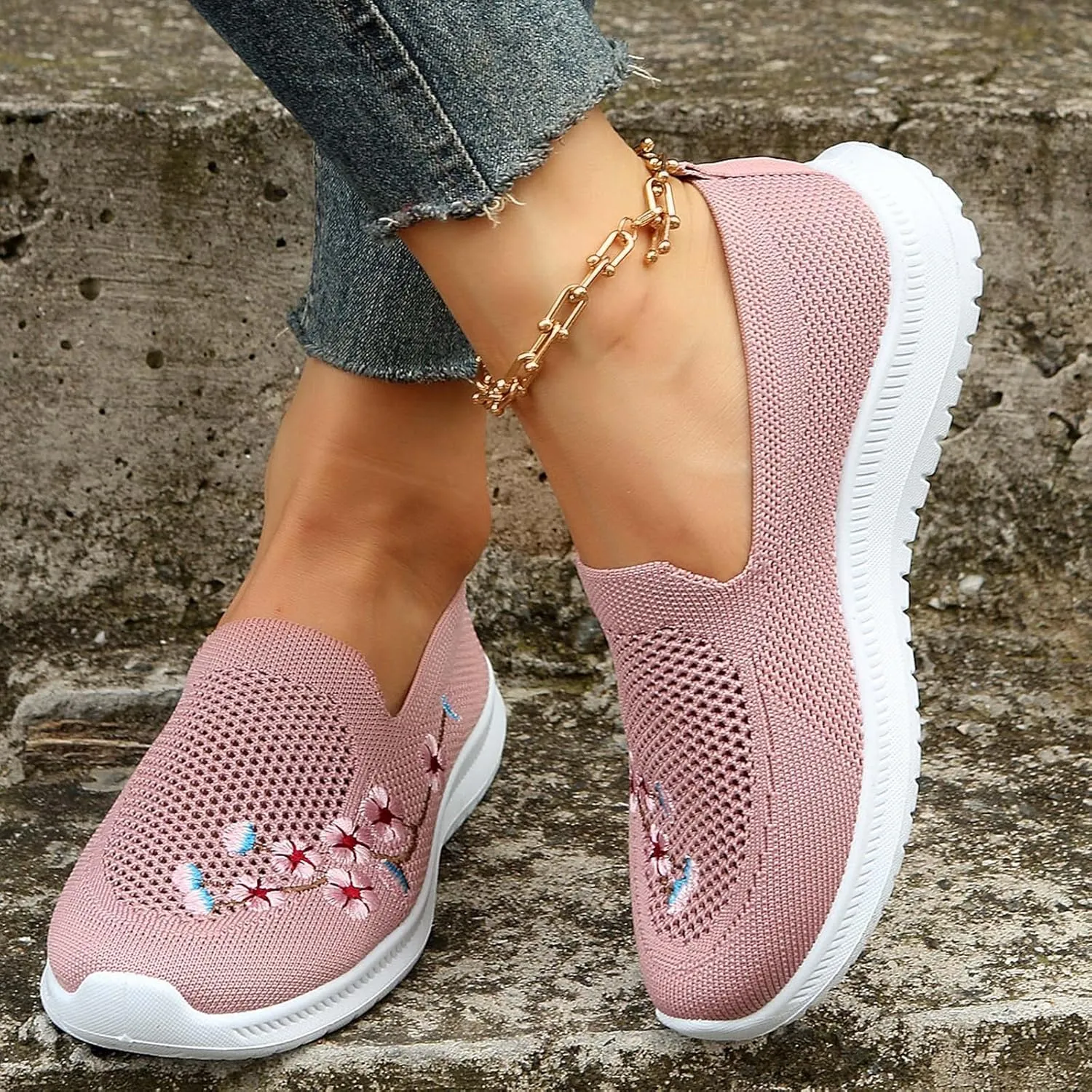 Womens Slip On Loafers Casual Comfortable Walking Shoes Lightweight Canvas Sneakers Non Slip Flat Flats