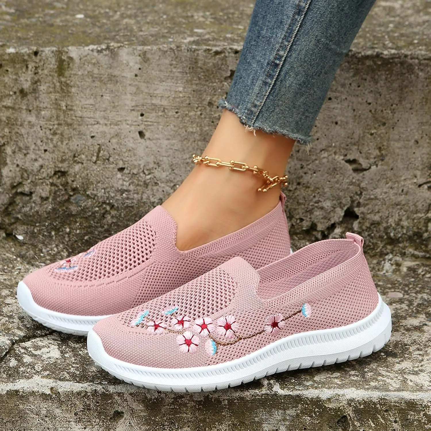 Womens Slip On Loafers Casual Comfortable Walking Shoes Lightweight Canvas Sneakers Non Slip Flat Flats