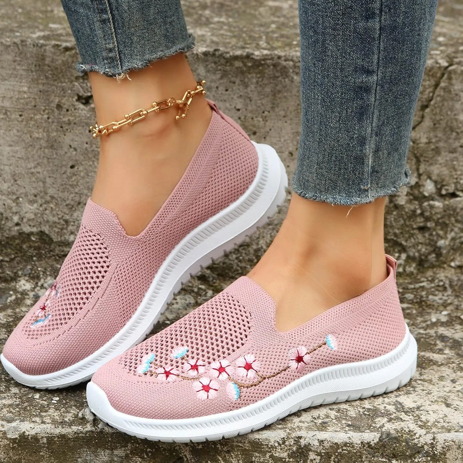 Womens Slip On Loafers Casual Comfortable Walking Shoes Lightweight Canvas Sneakers Non Slip Flat Flats