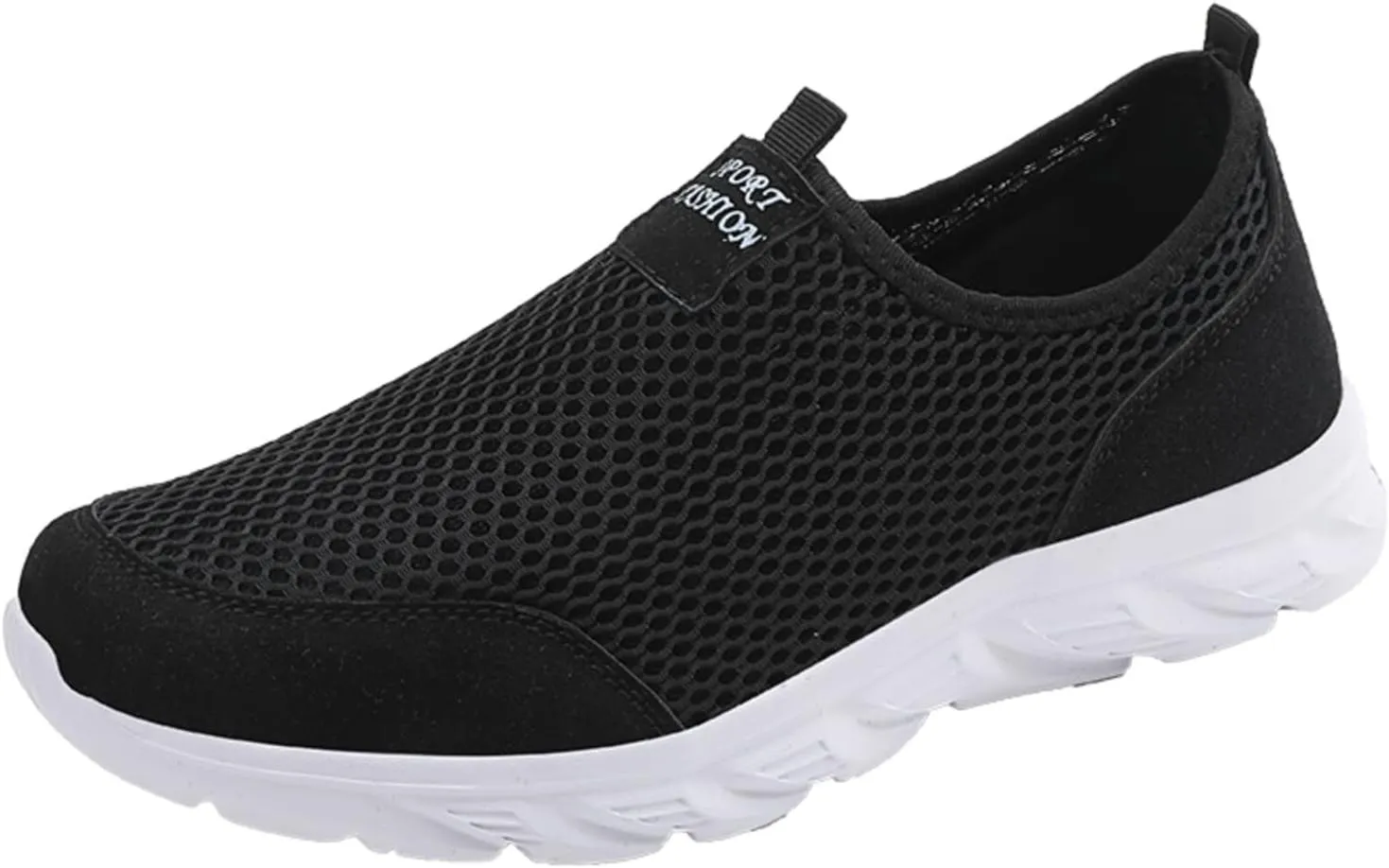 Womens Slip On Walking Shoes Lightweight Breathable Non Slip Mens Running Shoes Wide Casual Shoes Fashion Sneakers Black Tennis Shoe Trainers Shoe