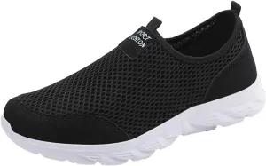 Womens Slip On Walking Shoes Lightweight Breathable Non Slip Mens Running Shoes Wide Casual Shoes Fashion Sneakers Black Tennis Shoe Trainers Shoe