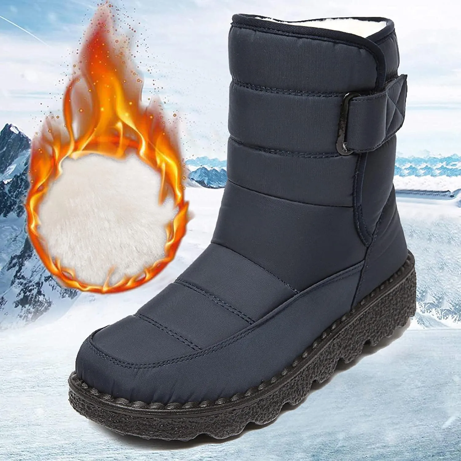 Women's Snow Boots for Winter - Short Outdoor Boots, Warm Lining