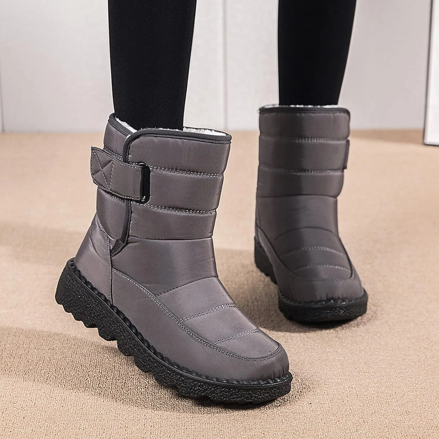 Women's Snow Boots for Winter - Short Outdoor Boots, Warm Lining