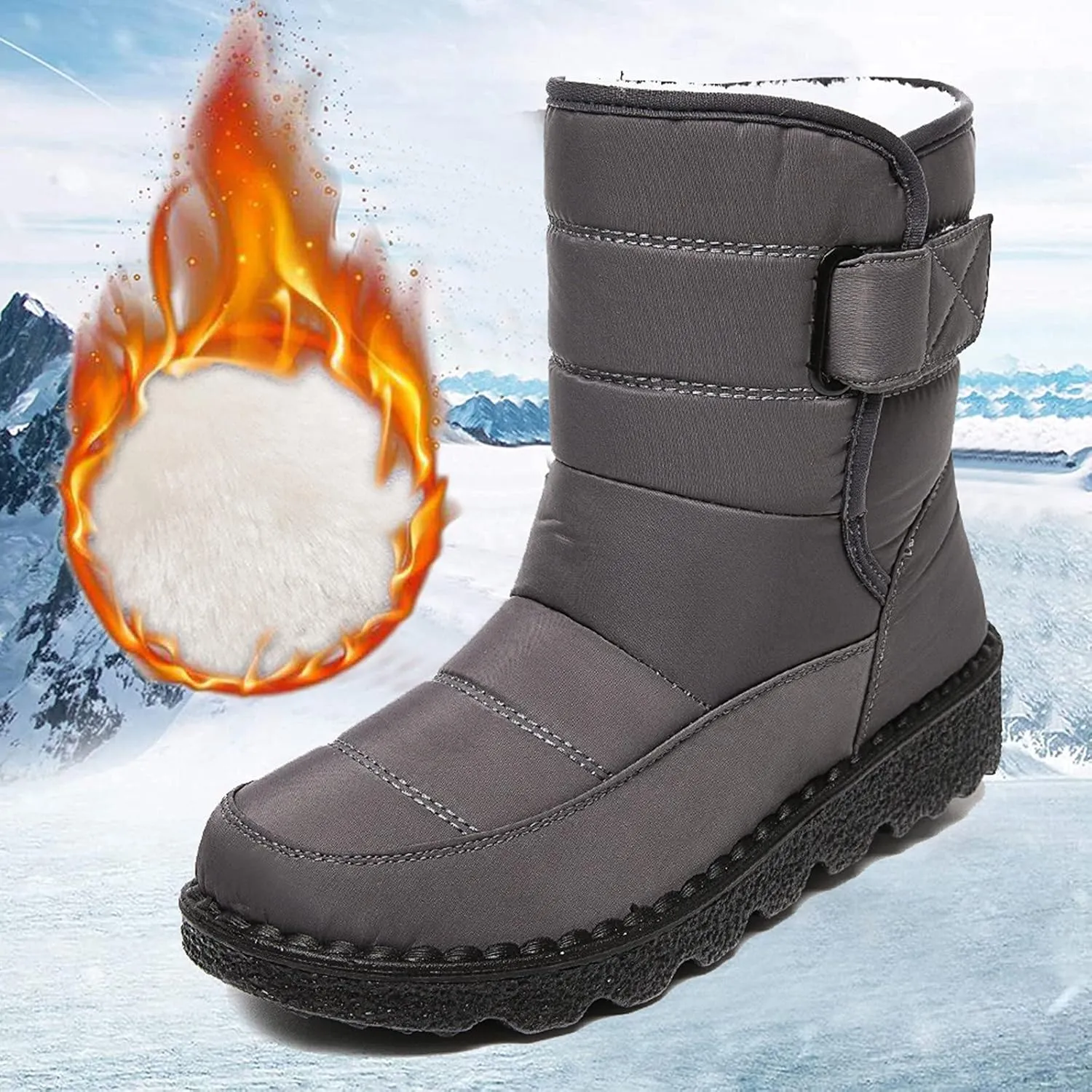 Women's Snow Boots for Winter - Short Outdoor Boots, Warm Lining
