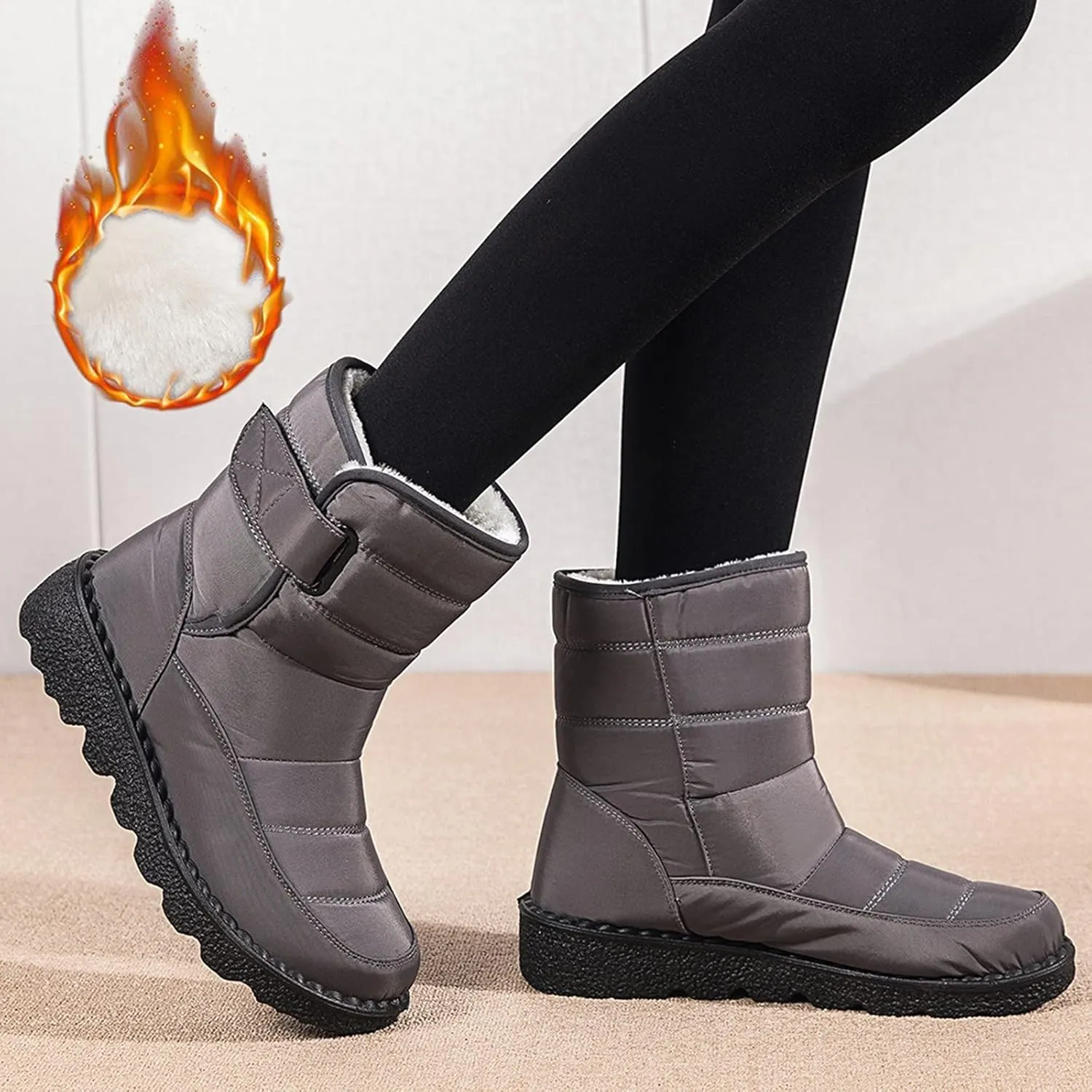 Women's Snow Boots for Winter - Short Outdoor Boots, Warm Lining