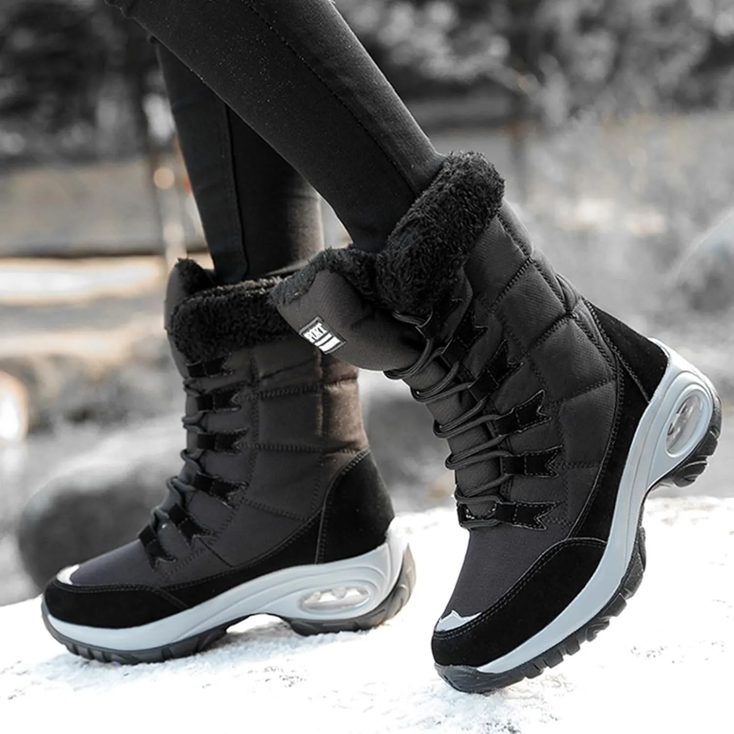Womens Snow Boots Waterproof Insulated,Outdoor High Top Cold-Weather Warm Winter Shoes for Women Fashion,Comfortable Hiking Fur Lined Ladies Winter Boots