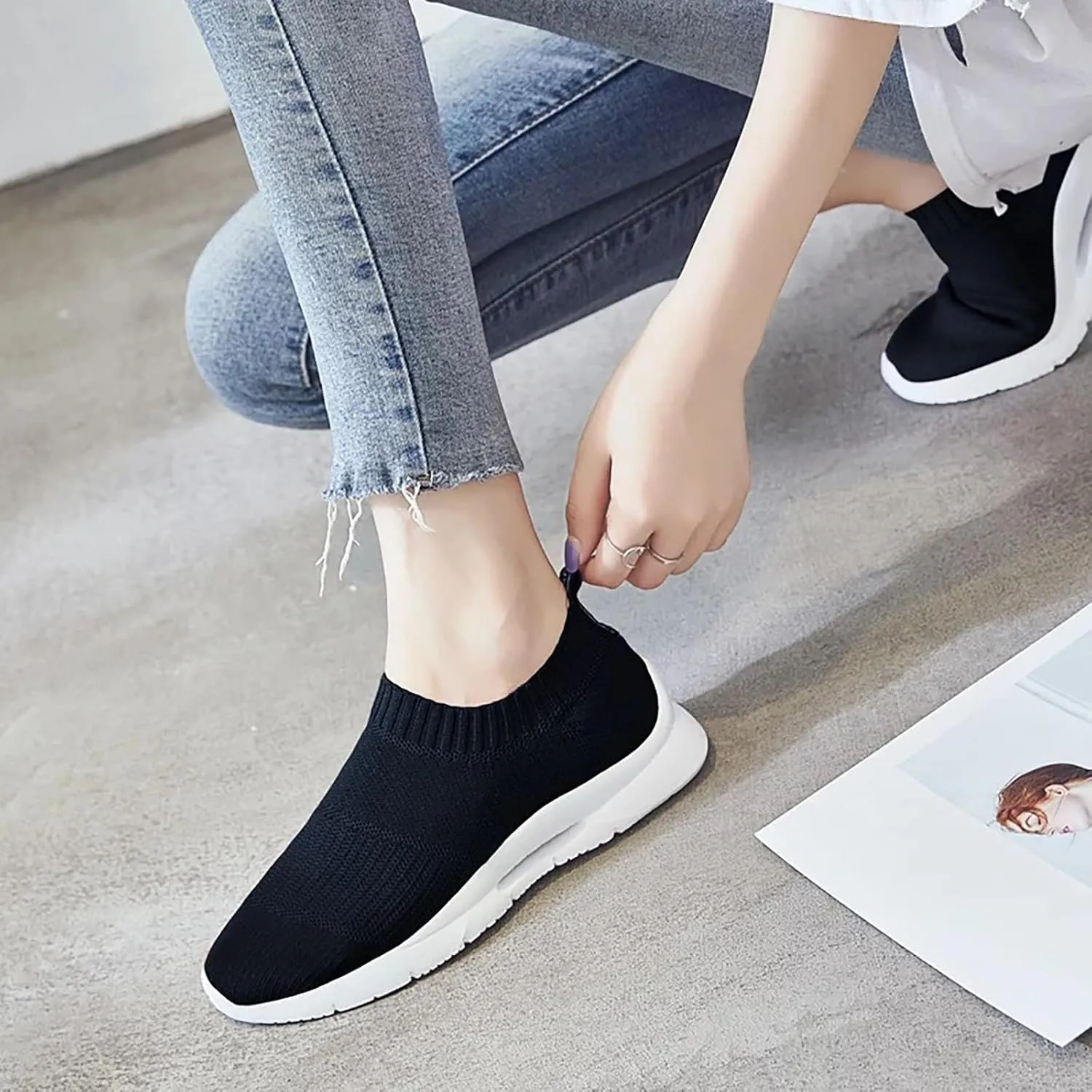 Womens Walking Shoes Sock Casual Ladies Fashion Sneakers Mens Dress Shoes Casual Slip On Shoes Casual Chunky Sneakers Waterproof Tennis Shoe Casual Loafers